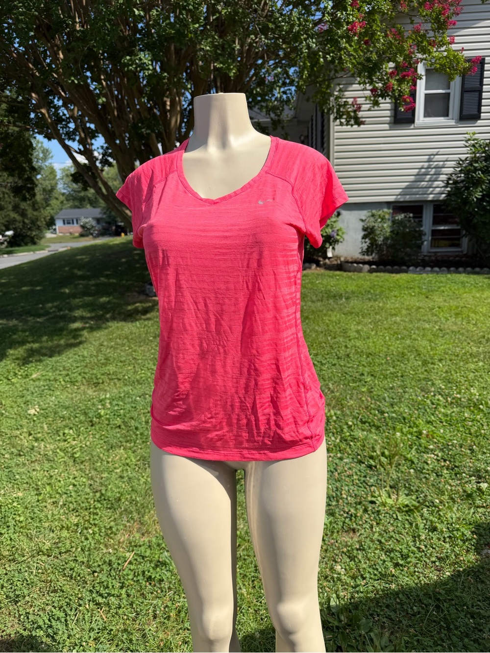 Nike Pink Short-Sleeve V-Neck Performance Tee